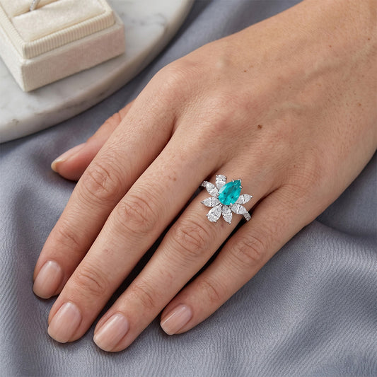 Handcrafted Halo Ring with VVS Paraiba Tourmaline – 1.25 ct