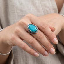 Handcrafted Halo Setting Ring – Turquoise 8.5 ct | HarryChadEnt