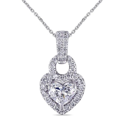 Heart And Round Brilliant Cut Real Diamonds Pendant Necklace 2.70 Ct