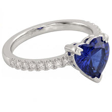 Heart And Round Cut 2.30 Ct Blue Sapphire Natural Earth Mined DIAMOND ( NOT LAB GROWN )s Ring White Gold 14K