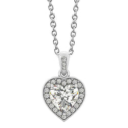 Heart And Round Cut 2.65 Ct Real Diamonds Pendant Necklace White Gold 14K