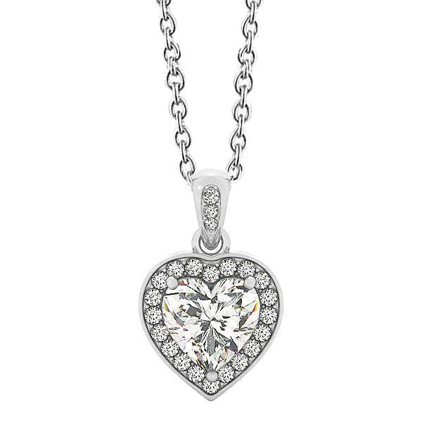 Heart And Round Cut 2.65 Ct Real Diamonds Pendant Necklace White Gold 14K