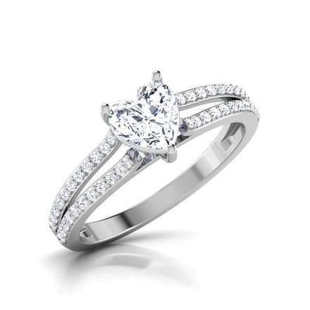 Heart And Round Cut 3.30 Carats Real Diamond Engagement Ring White Gold 14K