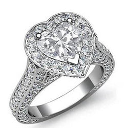 Heart And Round Natural Diamond Engagement Ring 6.45 Ct Halo Jewelry