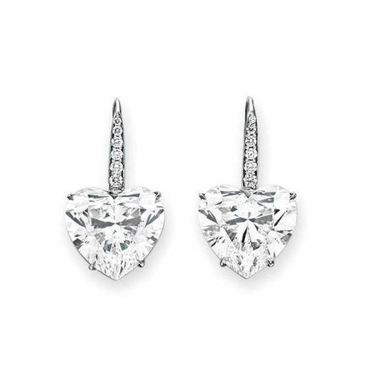 Heart And Round Real Diamond Drop Earring Gold Women Jewelry 3 Carats