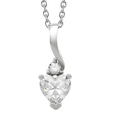 Heart And Round Real Diamonds Pendant Necklace 1.75 Ct. White Gold 14K