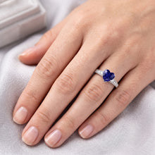 Heart Antique Style Blue Sapphire Natural Earth Mined Diamond Ring 3 Carats 14K Gold