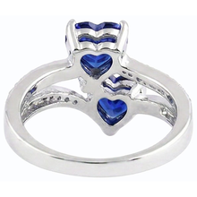 Heart Blue Sapphire Natural Earth Mined Diamond Ring 2 Stone Split Shank 3.50 Carats