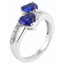 Heart Blue Sapphire Natural Earth Mined Diamond Ring 2 Stone Split Shank 3.50 Carats