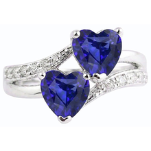Heart Blue Sapphire Natural Earth Mined Diamond Ring 2 Stone Split Shank 3.50 Carats