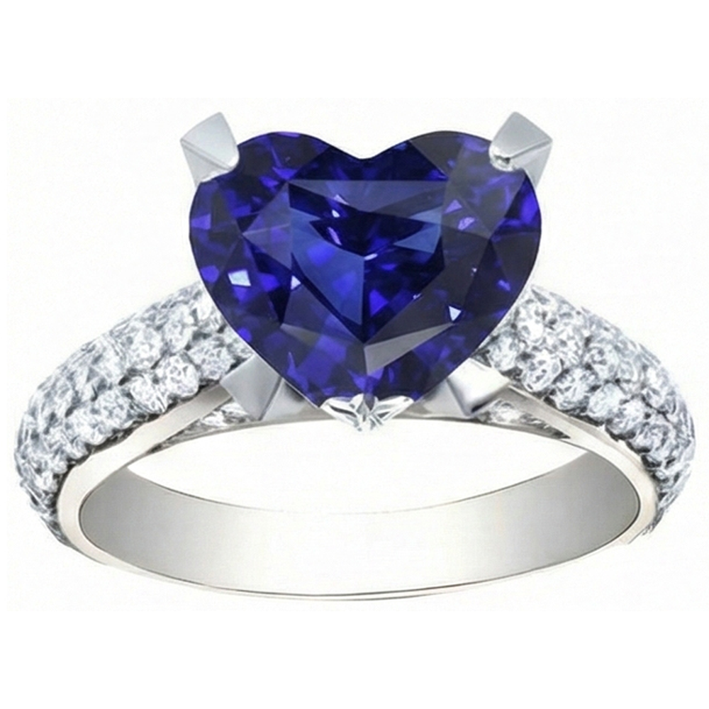 natural round sapphire 5ct ring profile view