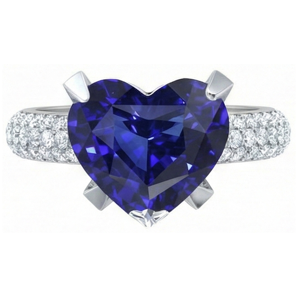 natural round sapphire 5ct ring close up detail