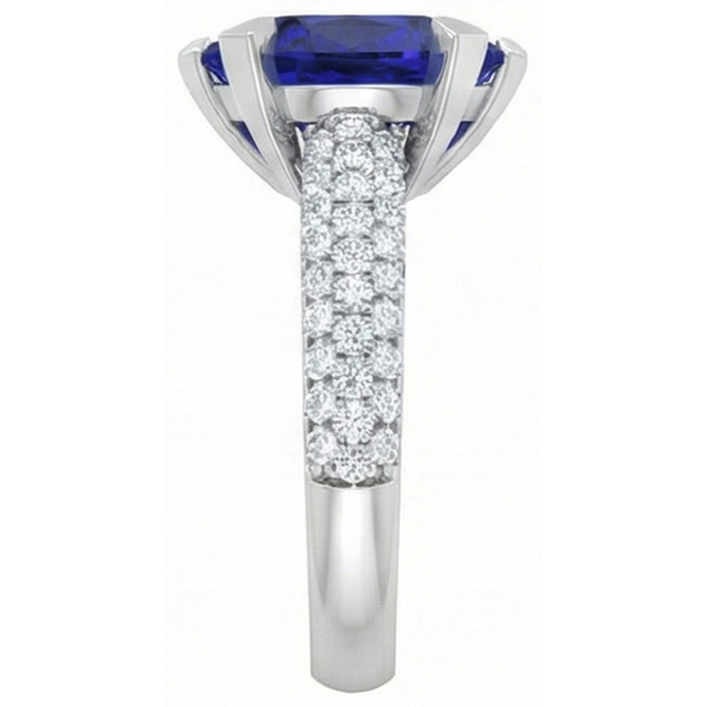natural round sapphire 5ct ring on white background