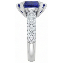 natural round sapphire 5ct ring on white background