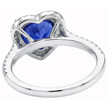 Heart Ceylon Sapphire Round Natural Earth Mined DIAMOND ( NOT LAB GROWN )s Ring 4 Ct White Gold 14K
