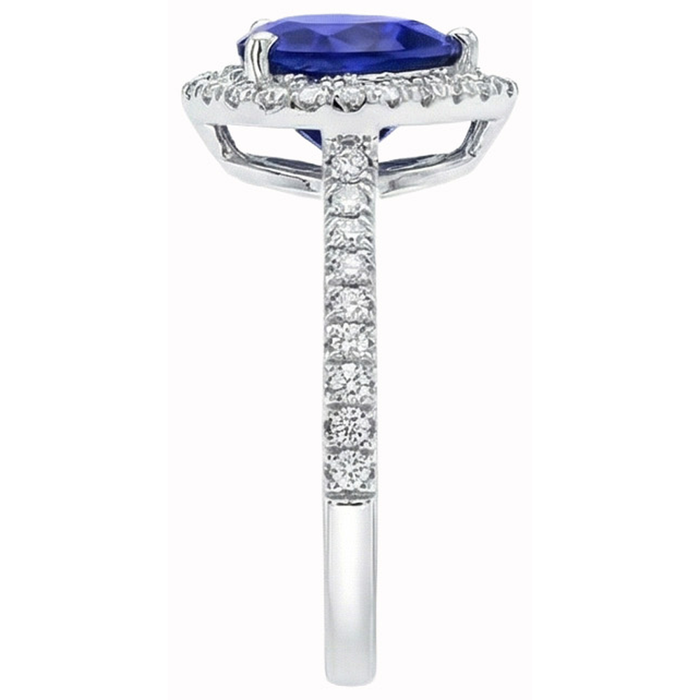 Heart Ceylon Sapphire Round Natural Earth Mined DIAMOND ( NOT LAB GROWN )s Ring 4 Ct White Gold 14K