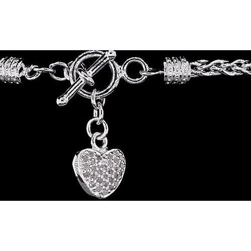 Heart Charm Bracelet Natural Diamond Women Jewelry