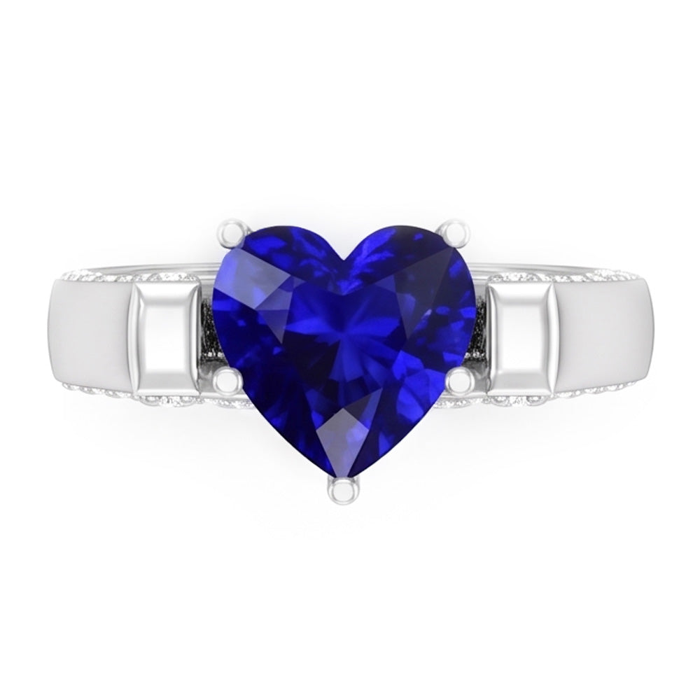 Heart Cut Gemstone Ring Sri Lankan Sapphire 4 Carats Natural Earth Mined Diamonds