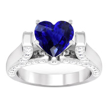 Heart Cut Gemstone Ring Sri Lankan Sapphire 4 Carats Natural Earth Mined Diamonds