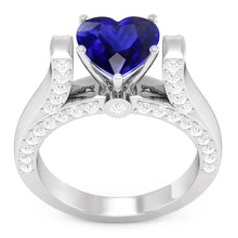 Heart Cut Gemstone Ring Sri Lankan Sapphire 4 Carats Natural Earth Mined Diamonds