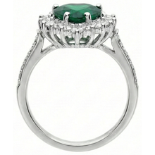 Heart Cut Green Emerald And Natural Earth Mined Diamond Engagement Ring 6 Carats White Gold 14K