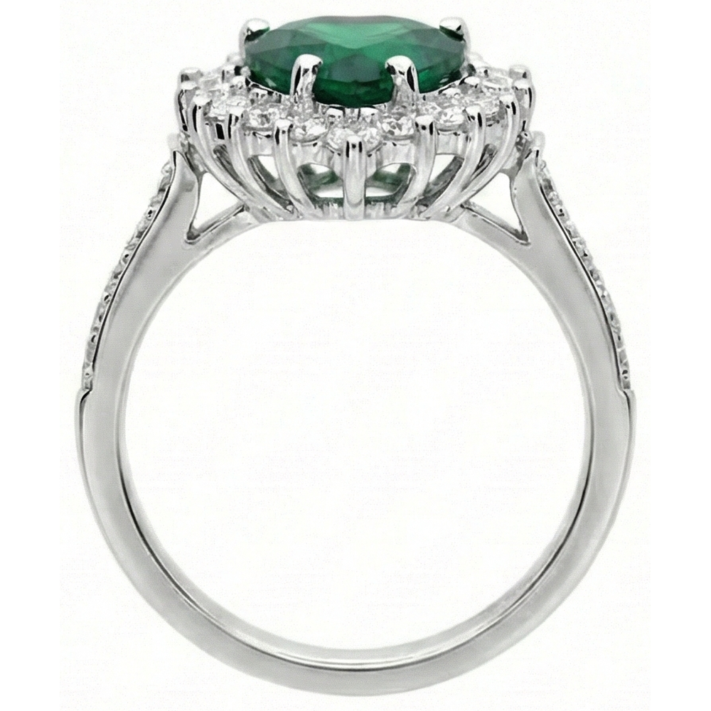 Heart Cut Green Emerald And Natural Earth Mined Diamond Engagement Ring 6 Carats White Gold 14K