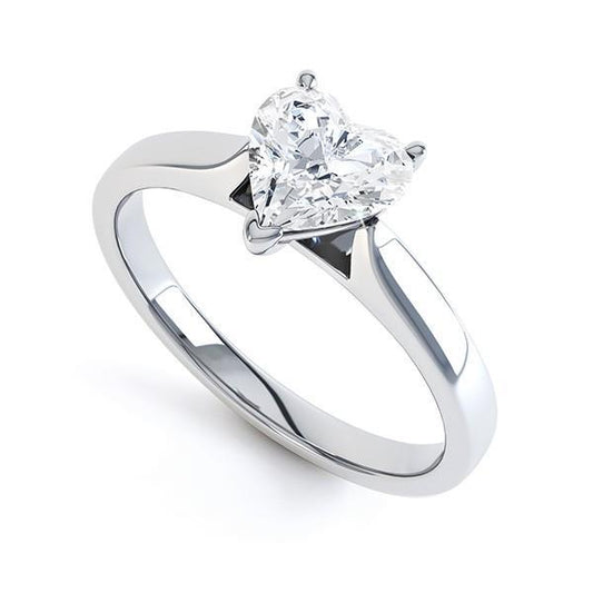 Heart Cut Real Diamond Solitaire Engagement Ring 1.75 Carats White Gold