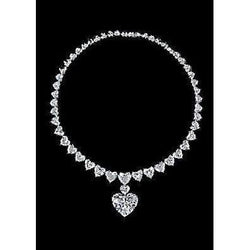 Heart Cut Real Diamond Tennis Necklace White Gold Jewelry 29 Ct