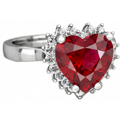 Heart Cut Red Ruby And Natural Earth Mined DIAMOND ( NOT LAB GROWN ) Ring 7.50 Carats Jewellery 14K White Gold