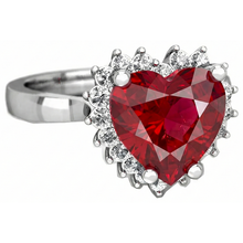 Heart Cut Red Ruby And Natural Earth Mined DIAMOND ( NOT LAB GROWN ) Ring 7.50 Carats Jewellery 14K White Gold