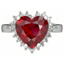 Heart Cut Red Ruby And Natural Earth Mined DIAMOND ( NOT LAB GROWN ) Ring 7.50 Carats Jewellery 14K White Gold