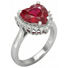 Heart Cut Red Ruby And Natural Earth Mined DIAMOND ( NOT LAB GROWN ) Ring 7.50 Carats Jewellery 14K White Gold