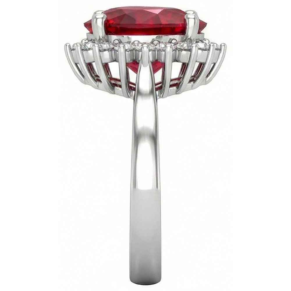 Heart Cut Red Ruby And Natural Earth Mined DIAMOND ( NOT LAB GROWN ) Ring 7.50 Carats Jewellery 14K White Gold