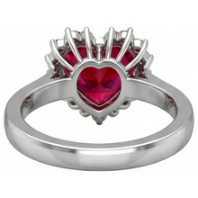 Heart Cut Red Ruby And Natural Earth Mined DIAMOND ( NOT LAB GROWN ) Ring 7.50 Carats Jewellery 14K White Gold