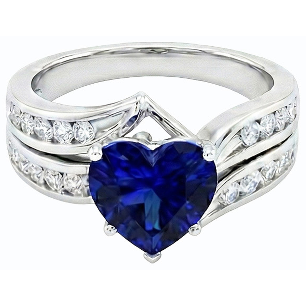 natural round sapphire 3.50ct ring top view
