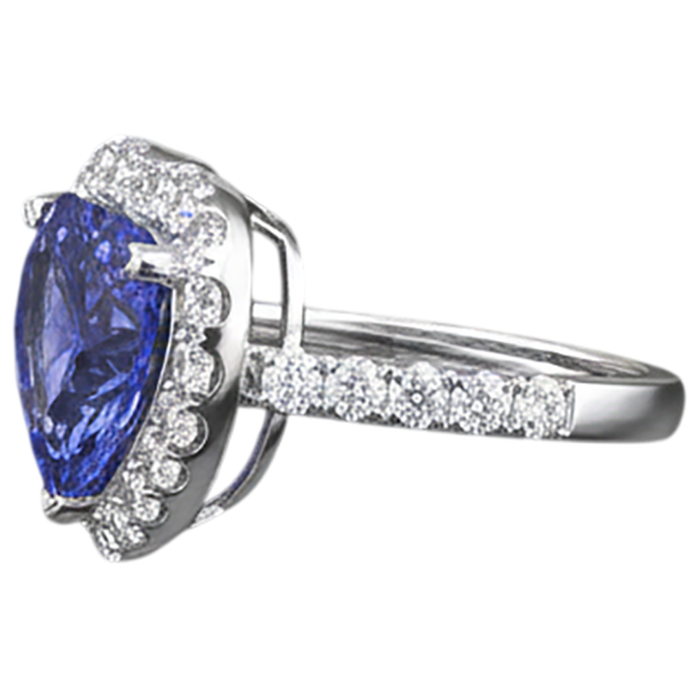 Heart Cut Tanzanite And Round Natural Earth Mined DIAMOND ( NOT LAB GROWN ) Ring 2.10 Ct 14K Gold