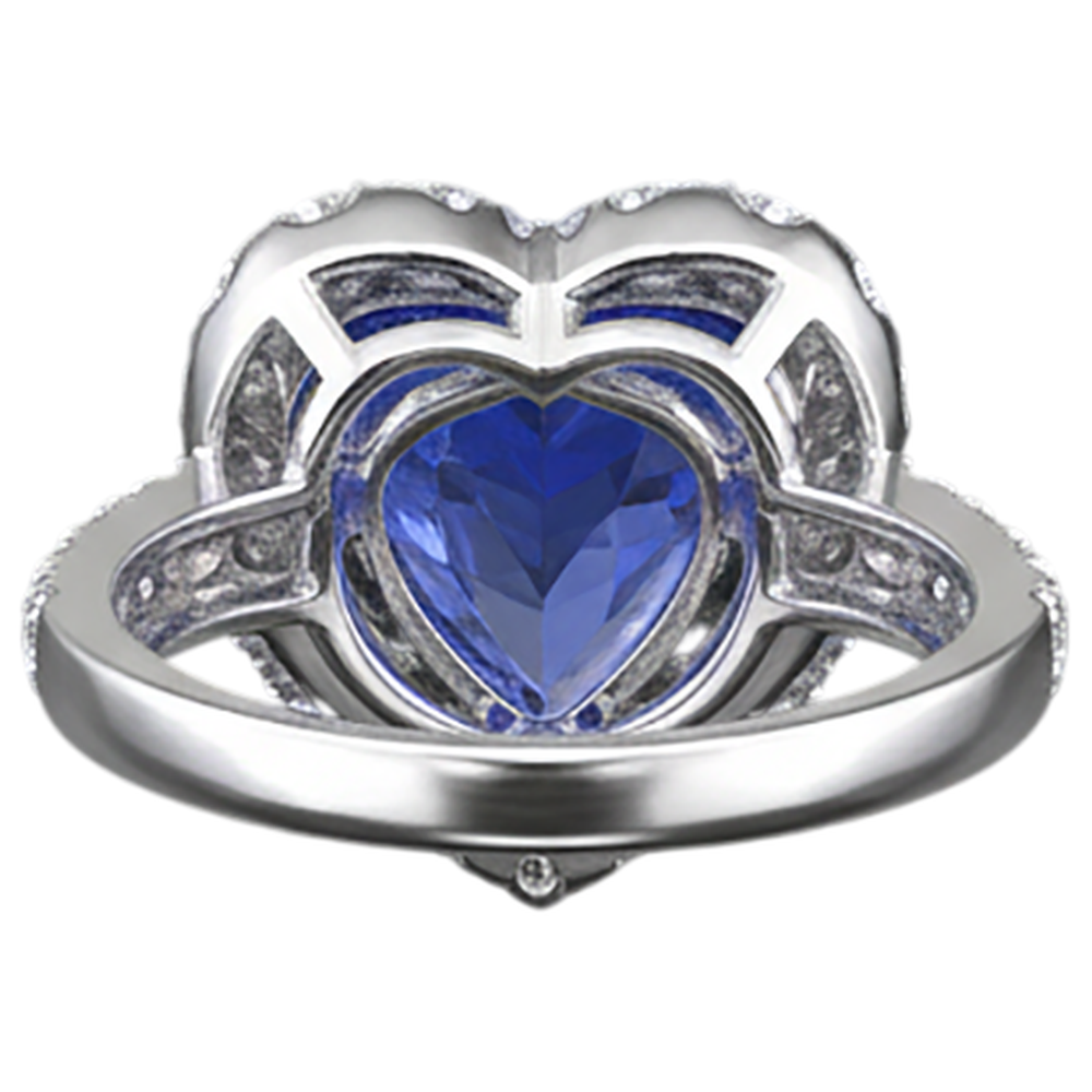 Heart Cut Tanzanite And Round Natural Earth Mined DIAMOND ( NOT LAB GROWN ) Ring 2.10 Ct 14K Gold