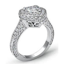 Heart Cut With Round Natural Diamond Wedding Ring 7 Carats White Gold