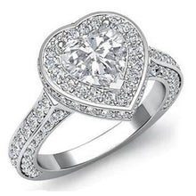 Heart Cut With Round Natural Diamond Wedding Ring 7 Carats White Gold