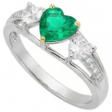 Colored Stone Ring 14K Two Tone Gold with Fine Emerald – front view