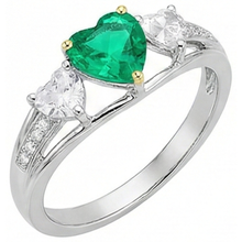Fine Emerald Colored Stone Ring 1-ct 14K Two Tone Gold – side view