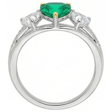 Colored Stone Ring 14K Two Tone Gold with Fine Emerald – top view