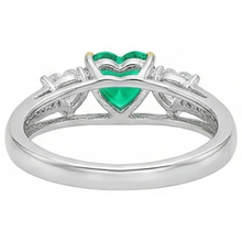 Fine Emerald Heart Cut Colored Stone Ring in 14K Two Tone Gold – back view