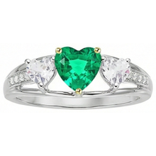 Fine Emerald Colored Stone Ring 1-ct 14K Two Tone Gold – angle view