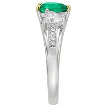 Fine Emerald Colored Stone Ring 1-ct 14K Two Tone Gold – profile view