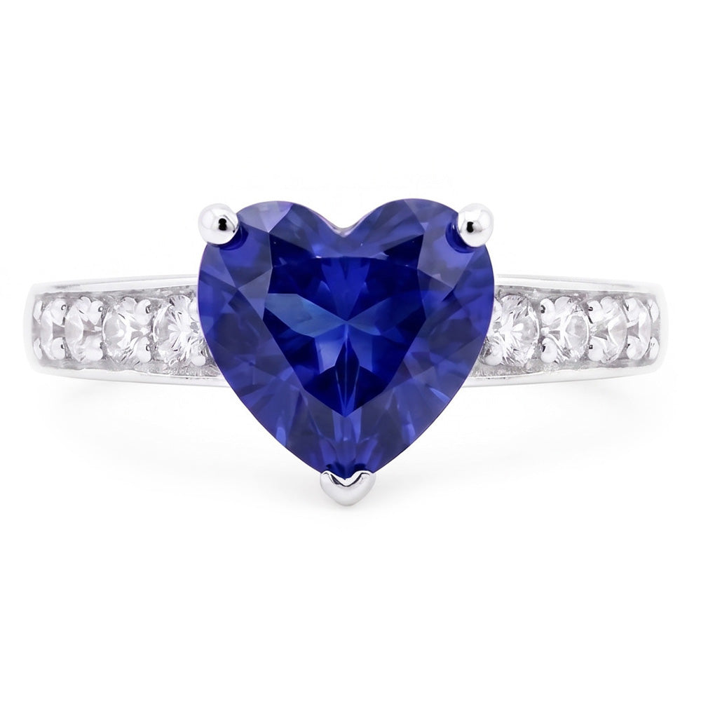 Heart Gemstone Ceylon Sapphire Ring & Accent Natural Earth Mined Diamonds 3.50 Carats