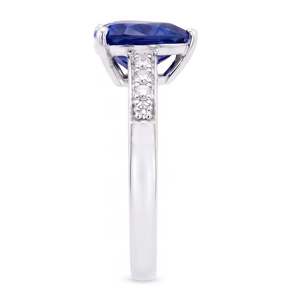 Heart Gemstone Ceylon Sapphire Ring & Accent Natural Earth Mined Diamonds 3.50 Carats