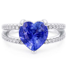 Heart Gemstone Light Blue Sapphire Ring Double Shank Natural Earth Mined Diamonds 4 Carats