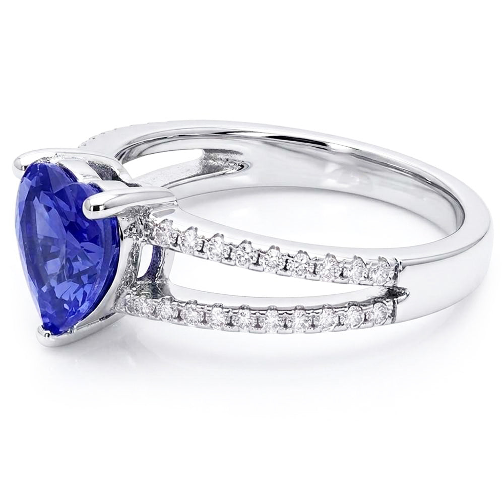 Heart Gemstone Light Blue Sapphire Ring Double Shank Natural Earth Mined Diamonds 4 Carats