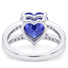 Heart Gemstone Light Blue Sapphire Ring Double Shank Natural Earth Mined Diamonds 4 Carats